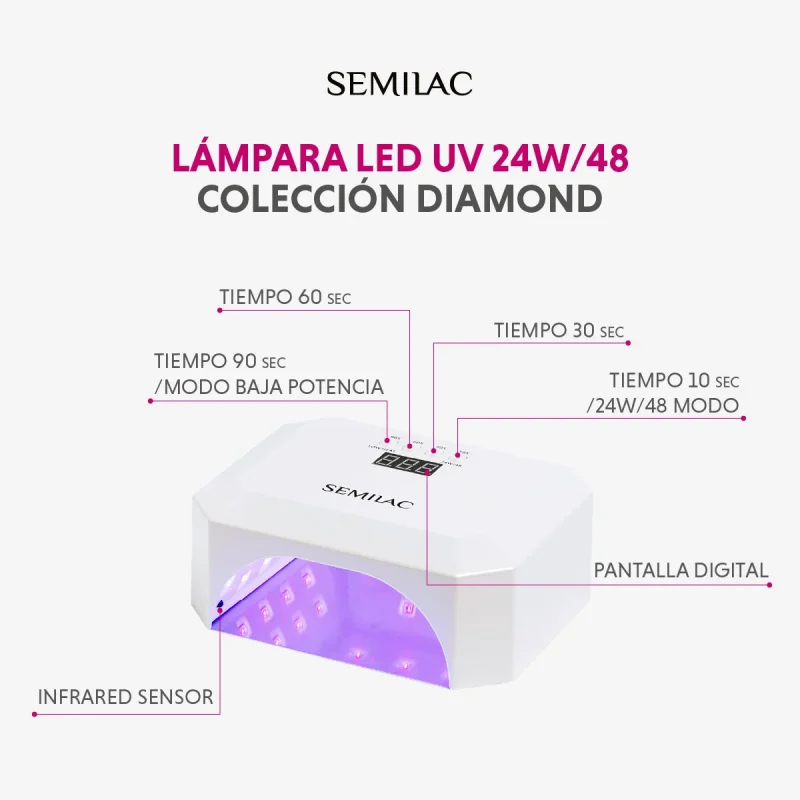 Lampara UV LED Diamond Collection de Semilac 24W48 1