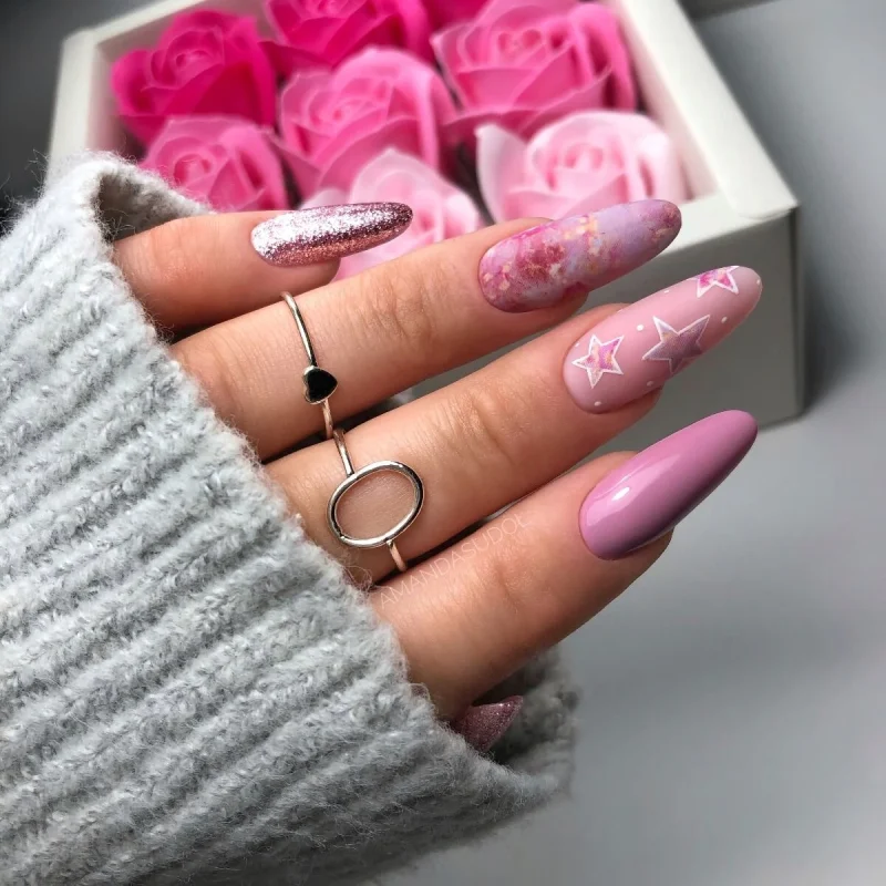 12 decoraciones Semilac Rose Gold Marble 2