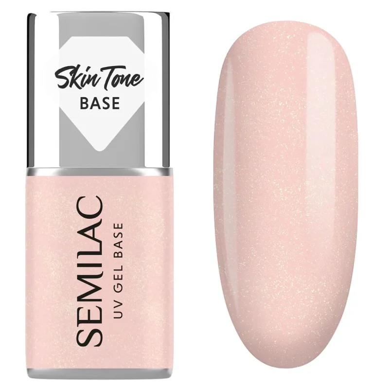Semilac Skin Tone Cover Base Glitter Peach 7 ml 2