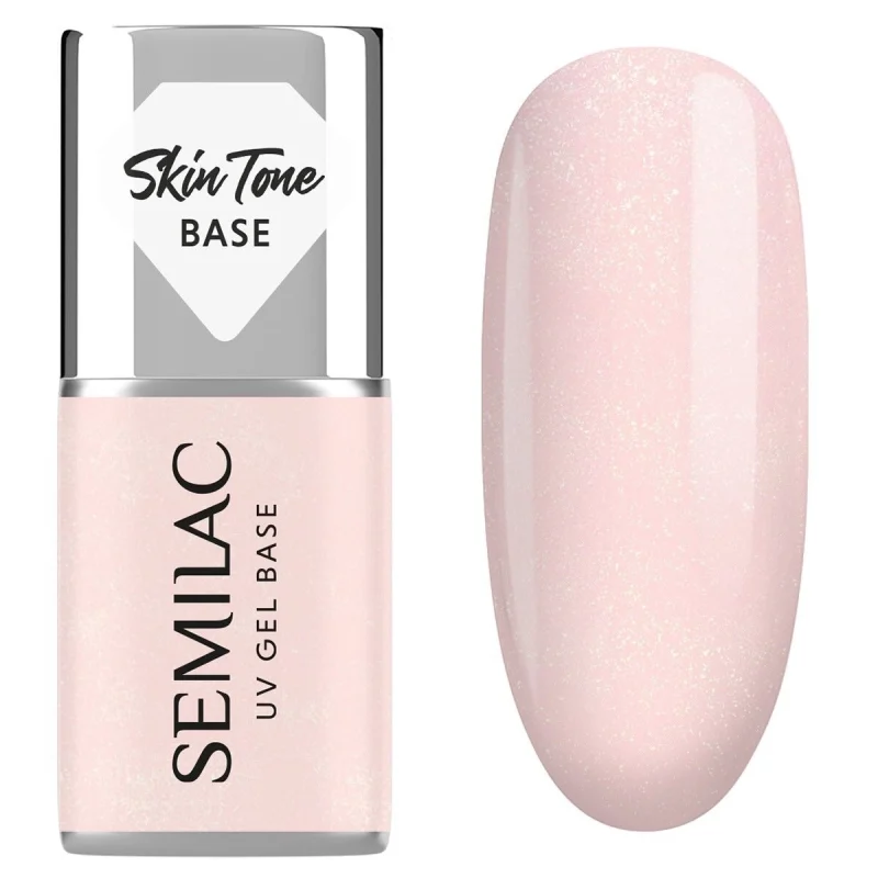 Semilac Skin Tone Cover Base Glitter Rose 7 ml 1